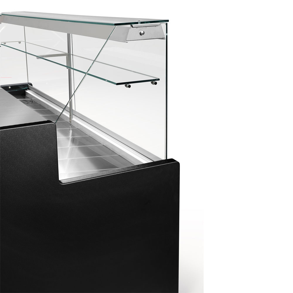 Diamond Gekühlte Verkaufstheke mit gerader Scheibe 90° inkl. Reservefach - Schwarz, 2000mm – Bild 2