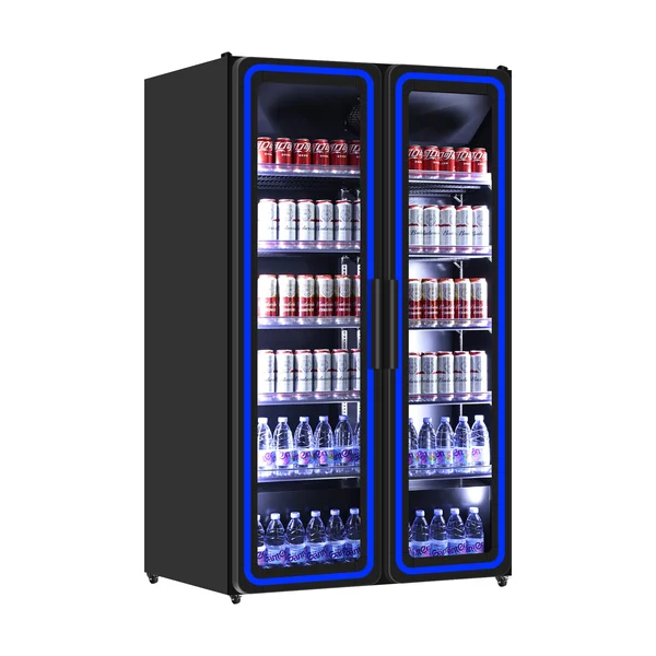 Getränkekühlschrank 2Türen Blaue LED