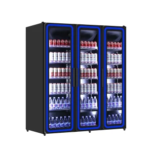 Getränkekühlschrank 3 Türen 1190L Blaue LED-Beleuchtung