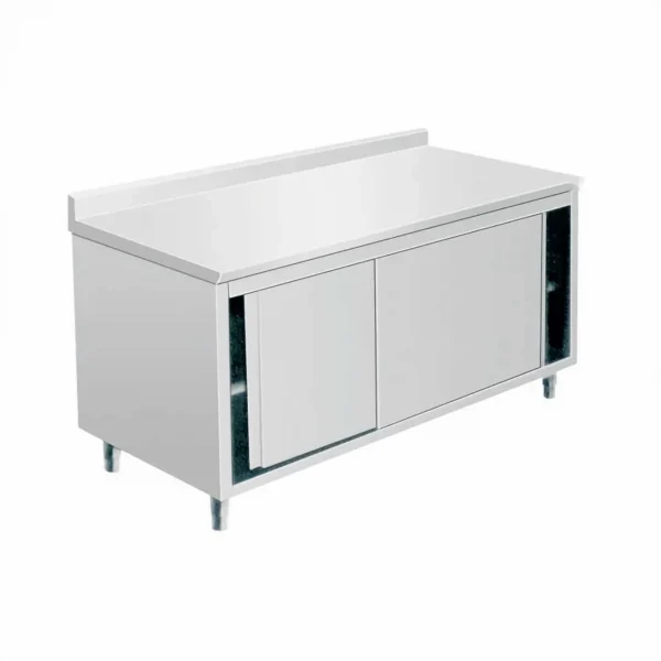 Arbeitsschrank 100×60 Premium Edelstahl mit Schiebetüren & Aufkantung