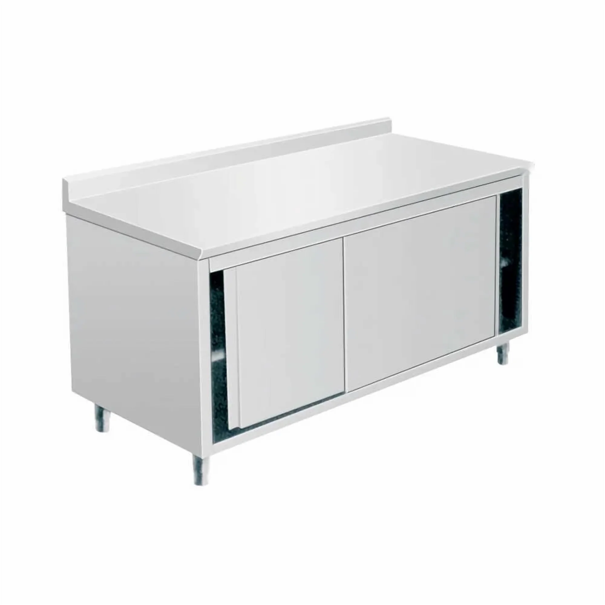 Arbeitsschrank 100×70 Premium Edelstahl mit Schiebetüren & Aufkantung – Bild 1